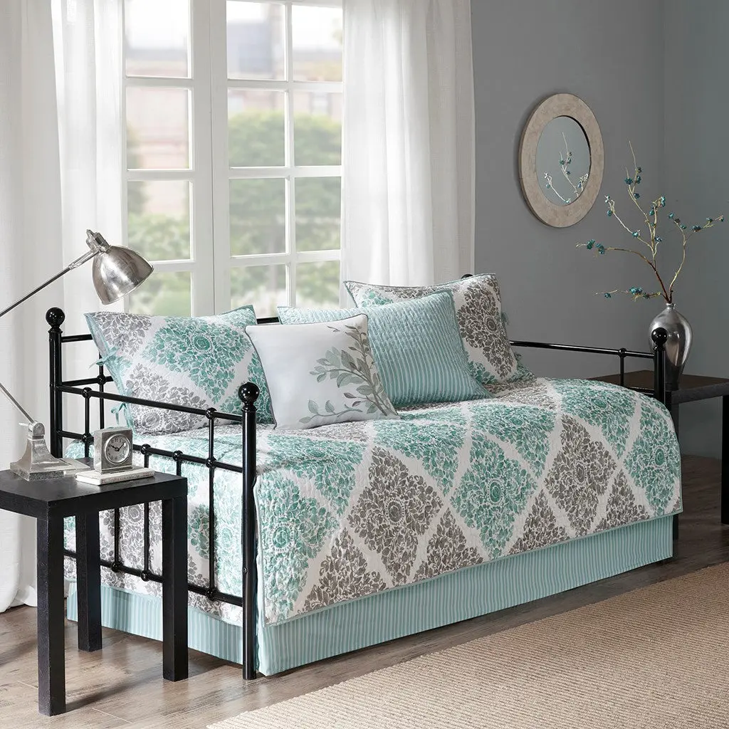 6 Piece Reversible Daybed Cover Set Aqua Daybed Aqua Cotton jla