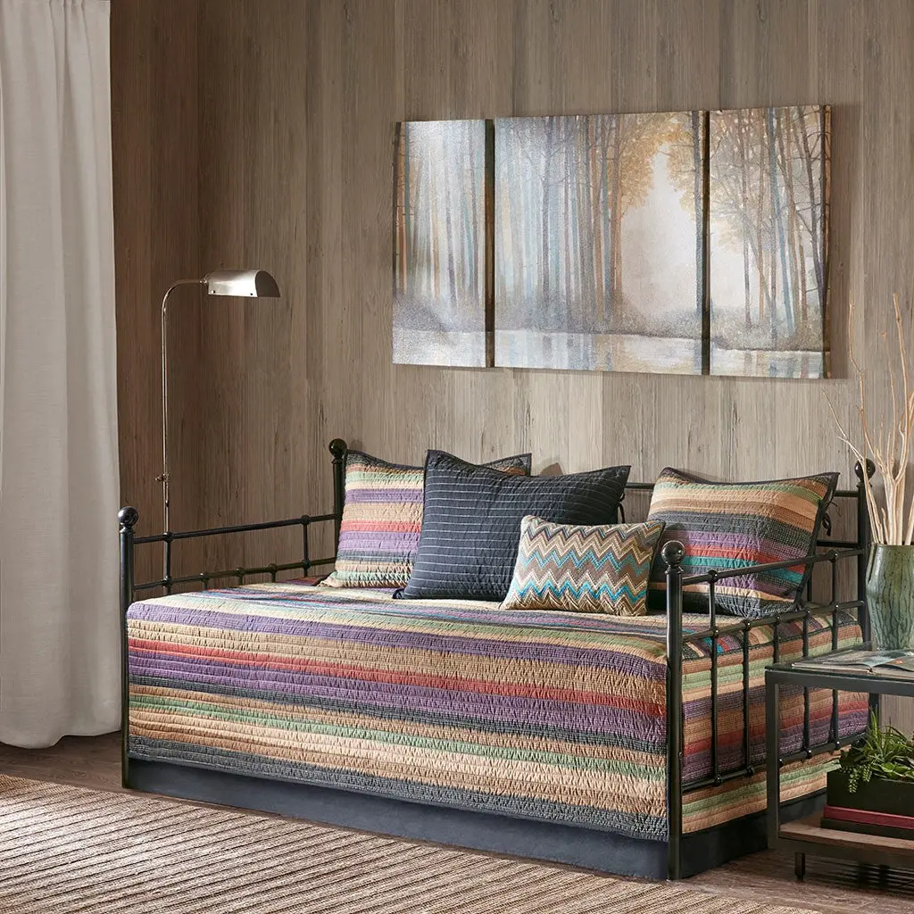 6 Piece Reversible Daybed Cover Set Multi Color Polyester Daybed Bedding jla