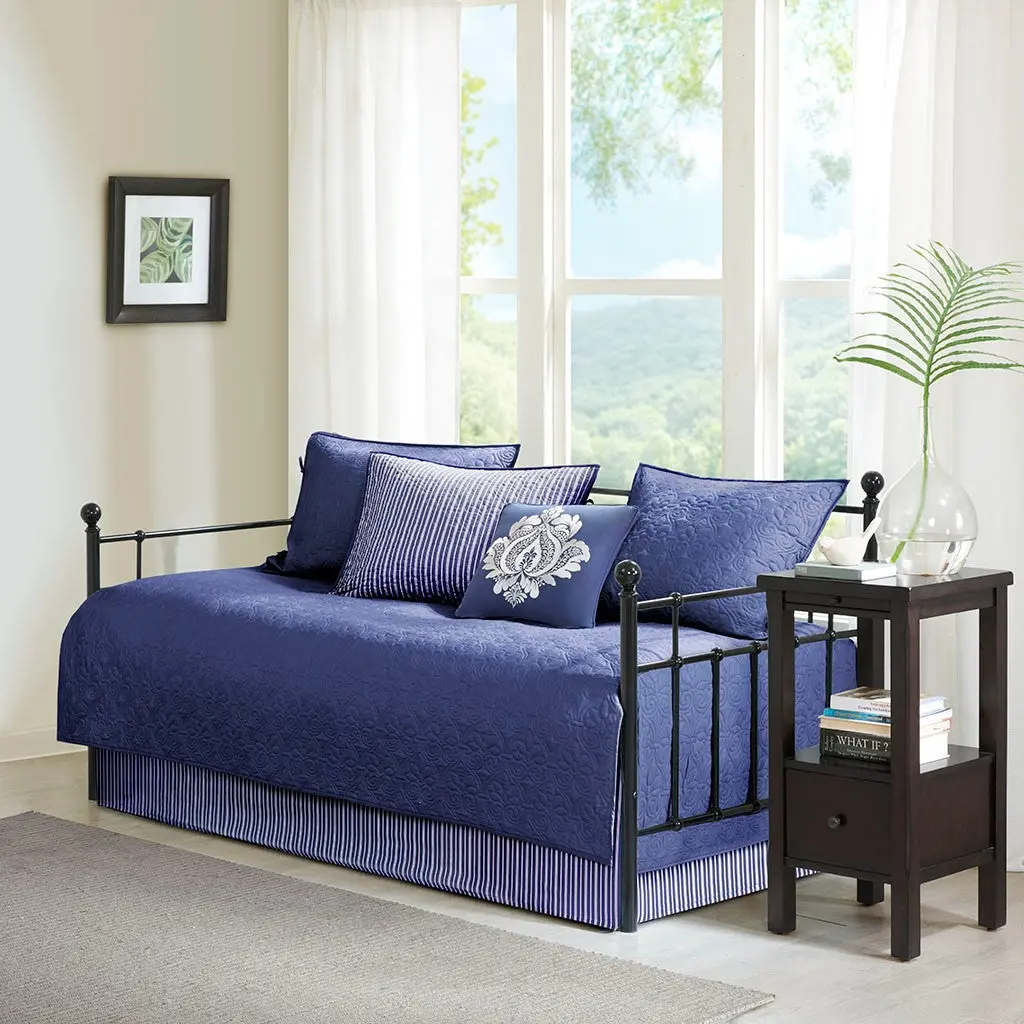 6 Piece Reversible Daybed Cover Set Navy Cotton Daybed Bedding jla