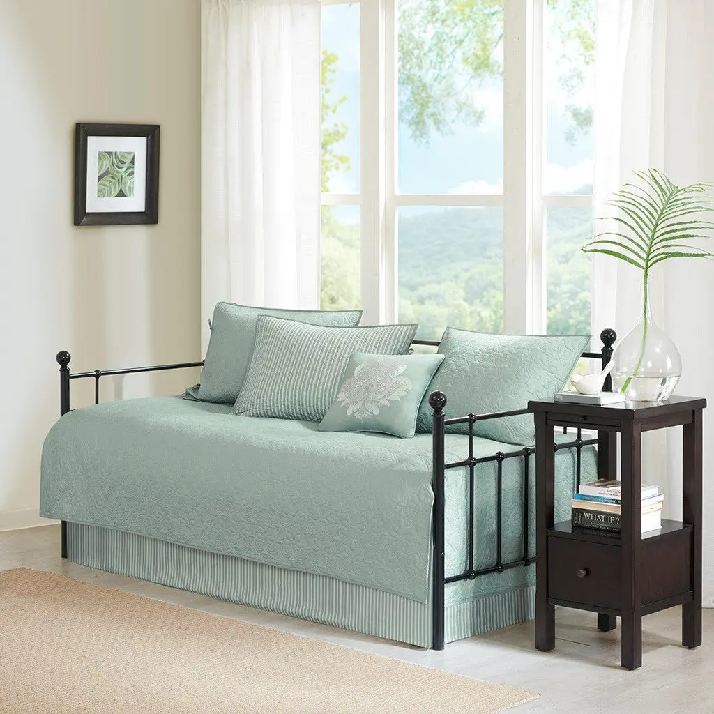 6 Piece Reversible Daybed Cover Set Seafoam Cotton Comfortable Stylish jla