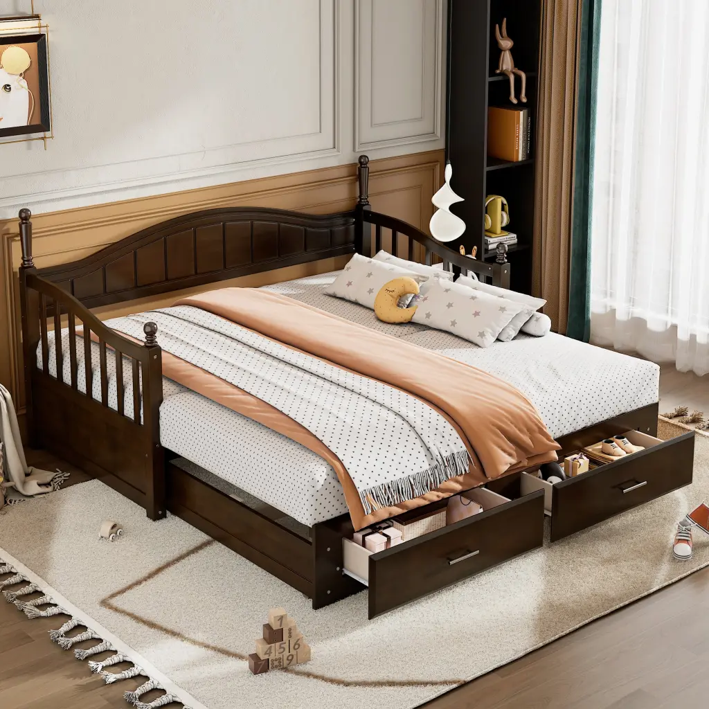 Timberen Twin Daybed Trundle Extendable Bed Twin Dimensions homey life
