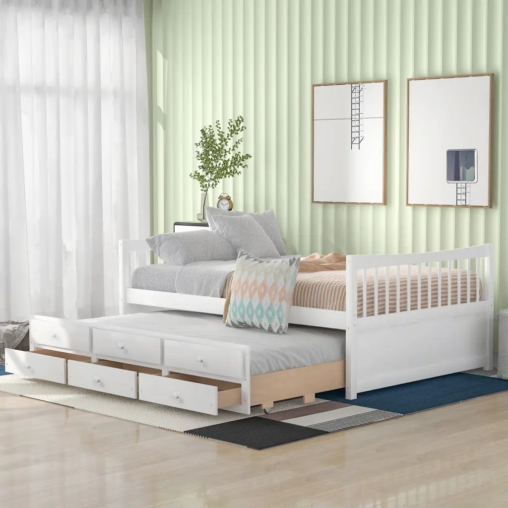 Full Daybed Twin Trundle And Drawers White Upholstered lucky furniture