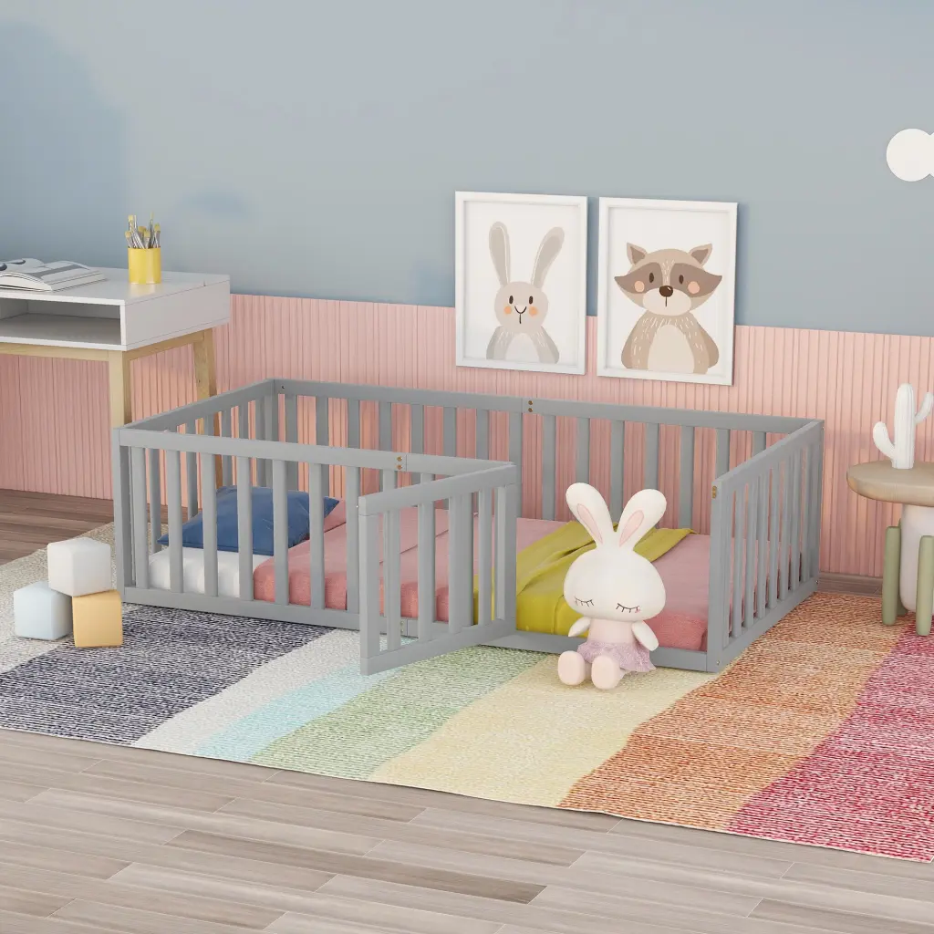 Twin Dimensions Wood Daybed Frame Fence Gray lucky furniture