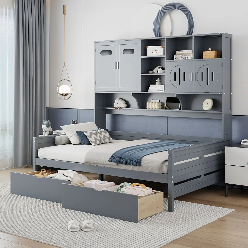 Full Dimensions Timberen Daybed 2 Drawers And All One Cabinet And Shelf lucky home