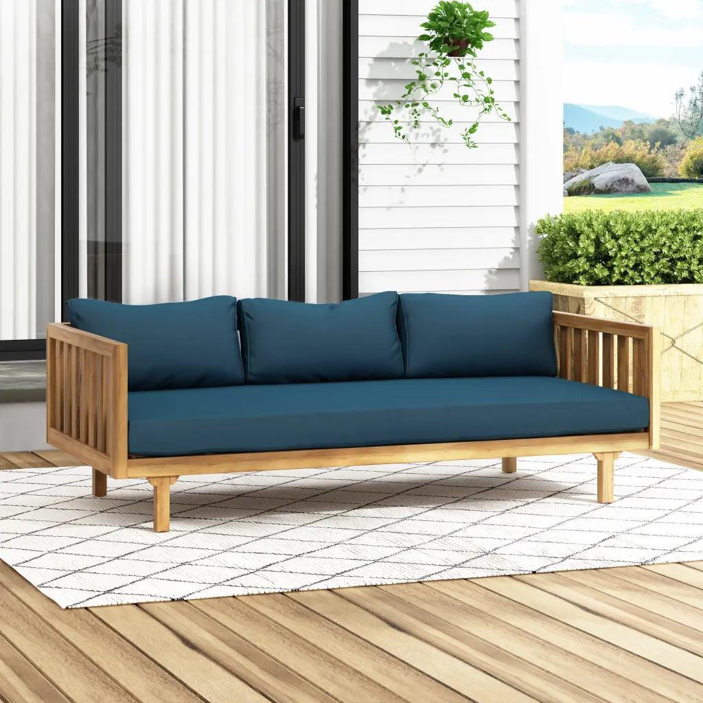 Claremont 3 Seater Daybed Teak Timber Water Resistant Outdoor Patio Furniture nh-cloudhouse