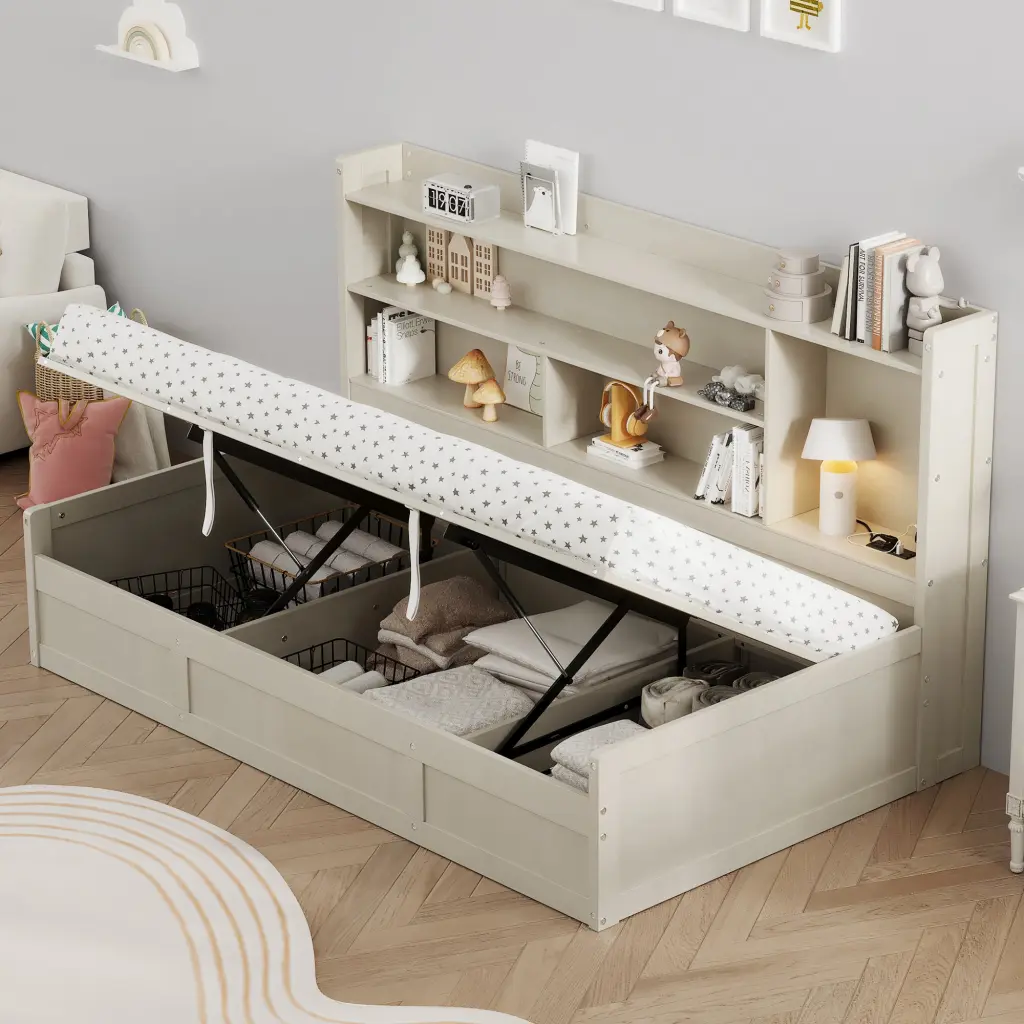Twin Daybed Frame Storage Bookcases and Underneath Storage wm store