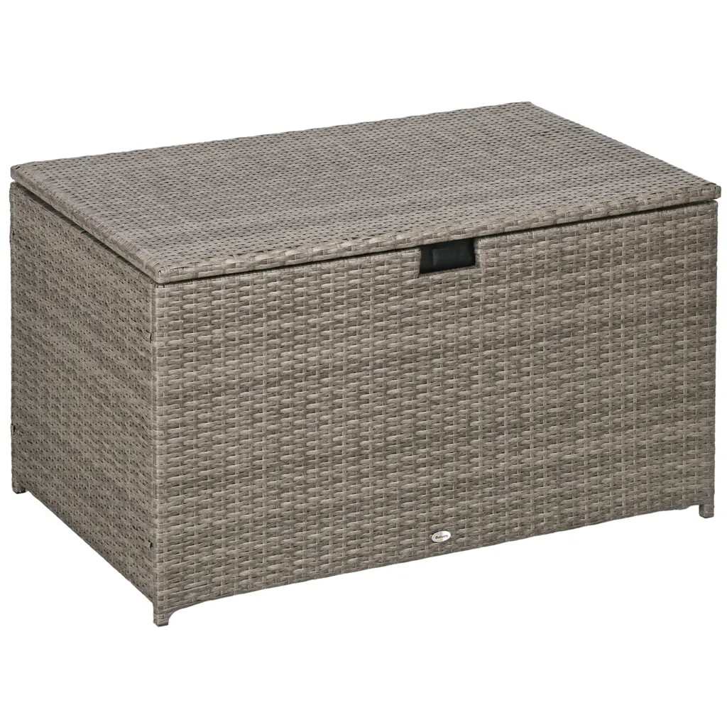 Outsunny 113 Gallon Rattan Deck Box - Water-Resistant Outdoor Storage aosom business