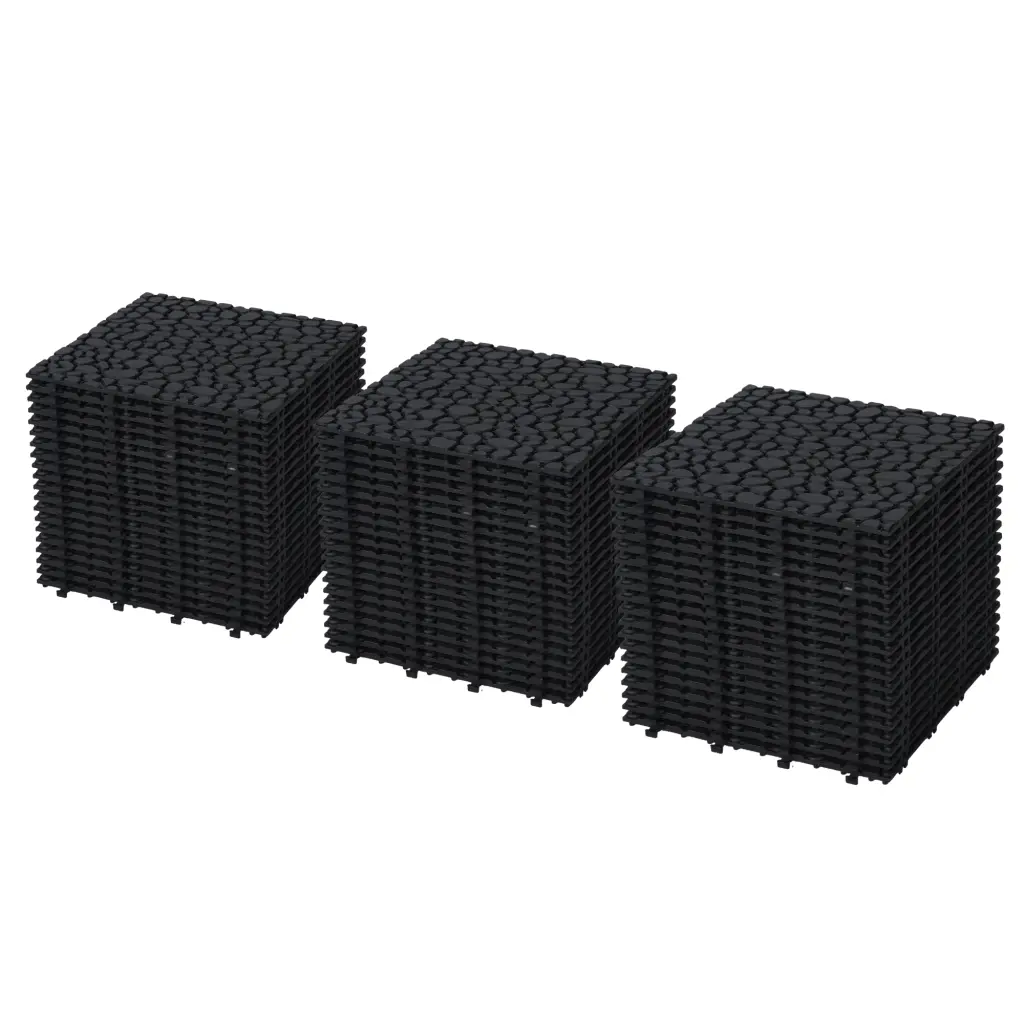 12 X 12 Inch Black Interlocking Deck Tiles Plastic Water-resistant Outdoor Flooring beefurni