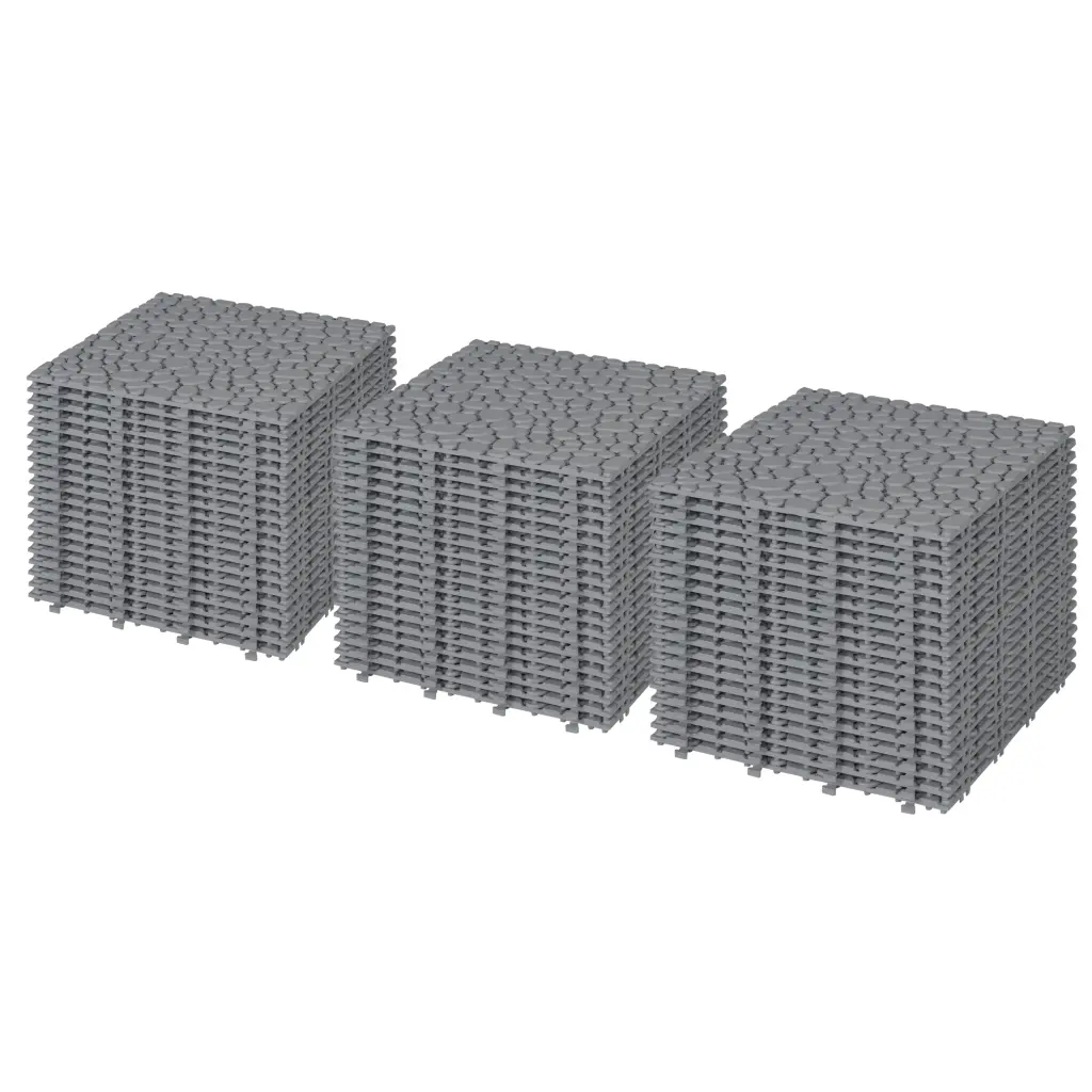 12 x 12 Inch Gray Interlocking Deck Tiles Plastic Water-resistant Outdoor Flooring beefurni