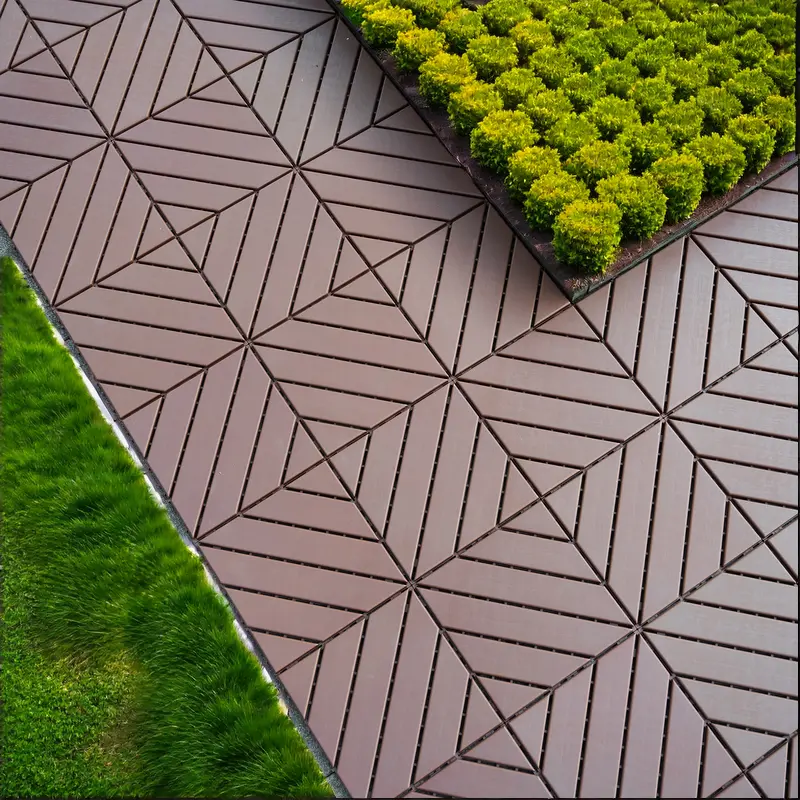 44-Pack Brown Polymer Interlocking Deck Tiles Patio and Deck watty