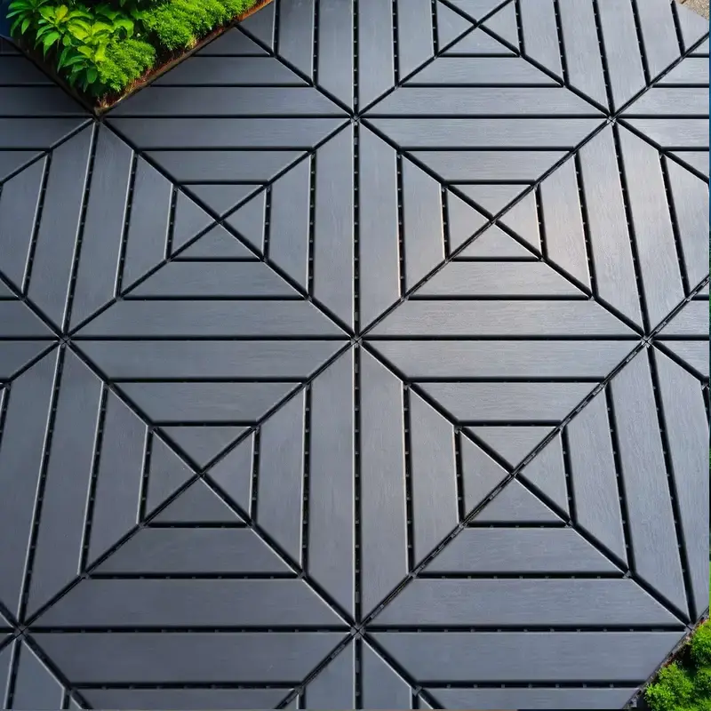 27 Pack Polymer Interlocking Deck Tiles 12x12 Square Water Resistant watty