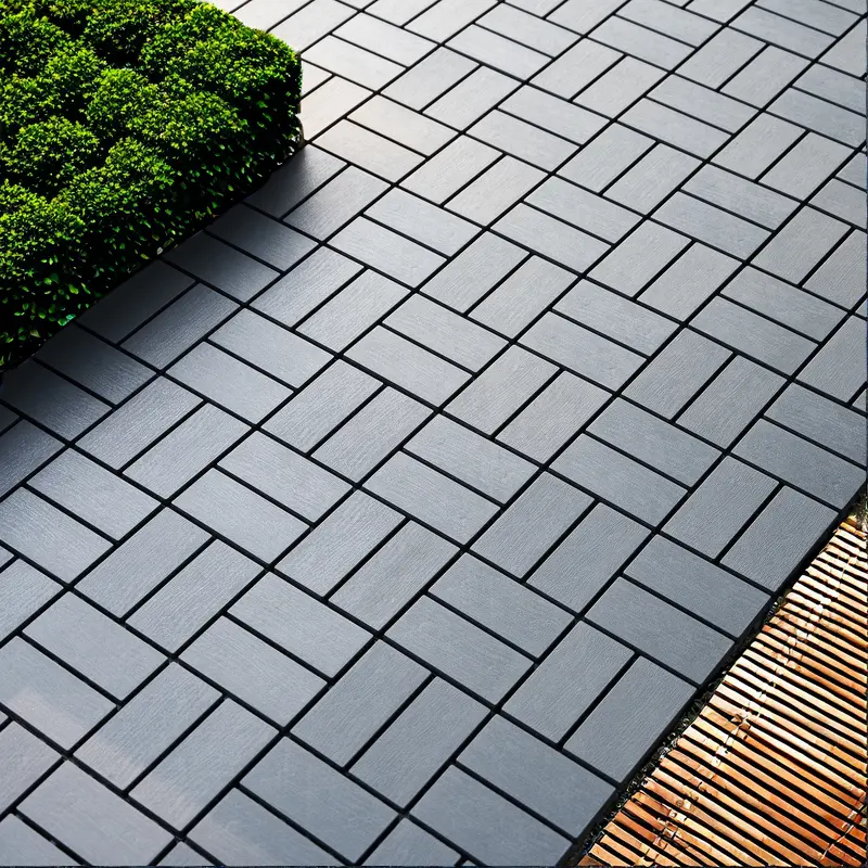 44 Pack Polymer Interlocking Deck Tiles 12x12 Water Resistant watty