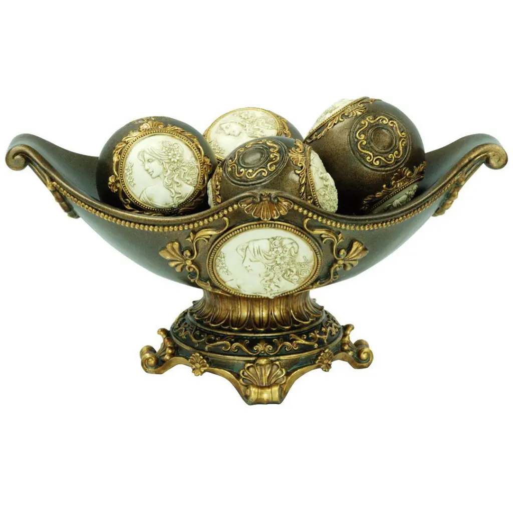 8 Inch Tall Decorative Bowl Metal Alloy Finish Polyresin Home Décor california home