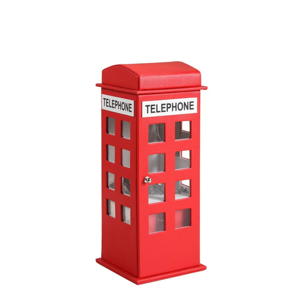 11.5 Inch Red Leather British Telephone Design Decorative Storage Box california home