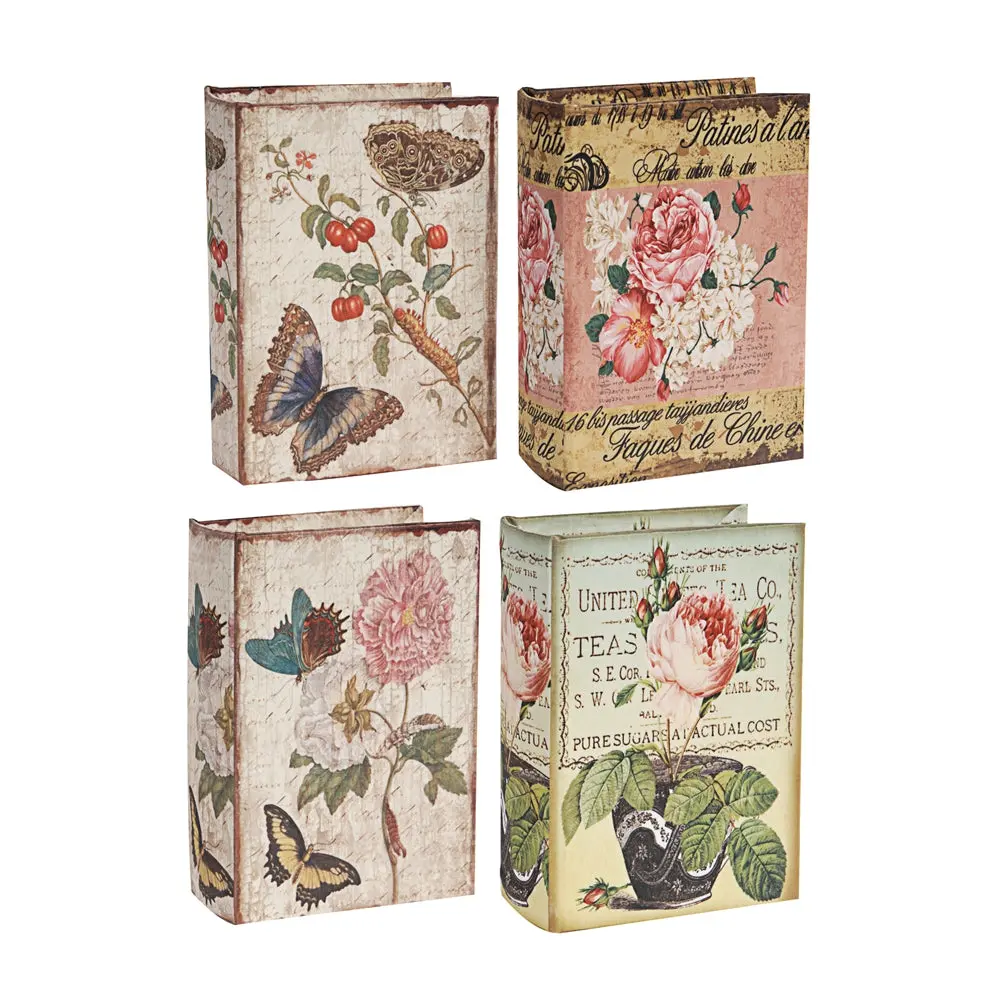 Set 4 Book Boxes 5.5X4X2 Multi Mdf w2078