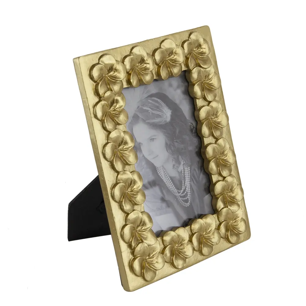6.5x8.5 Inch Vintage Precious Metal Photo Frame Flower Design Art Deco w2078