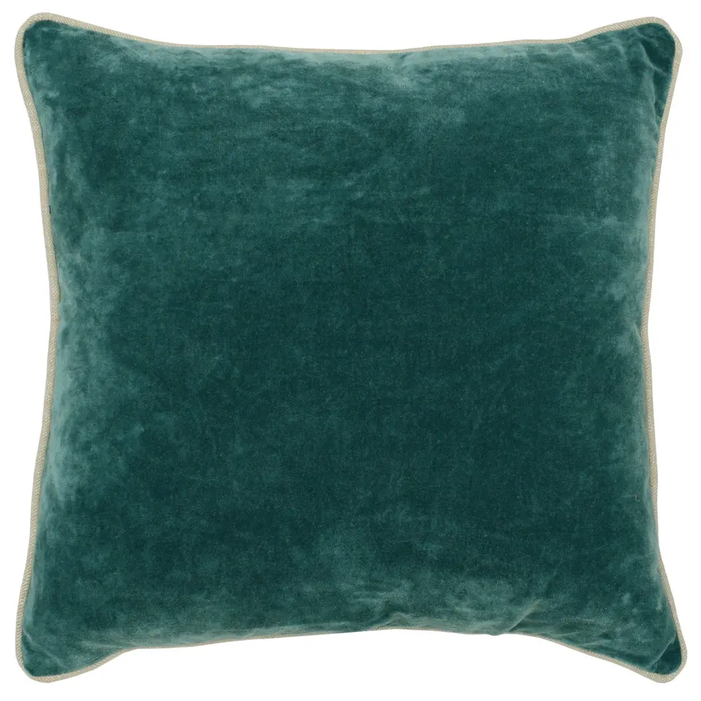 Square Throw Pillow Solid Hue and Piped Edges Teal Green royal hampton