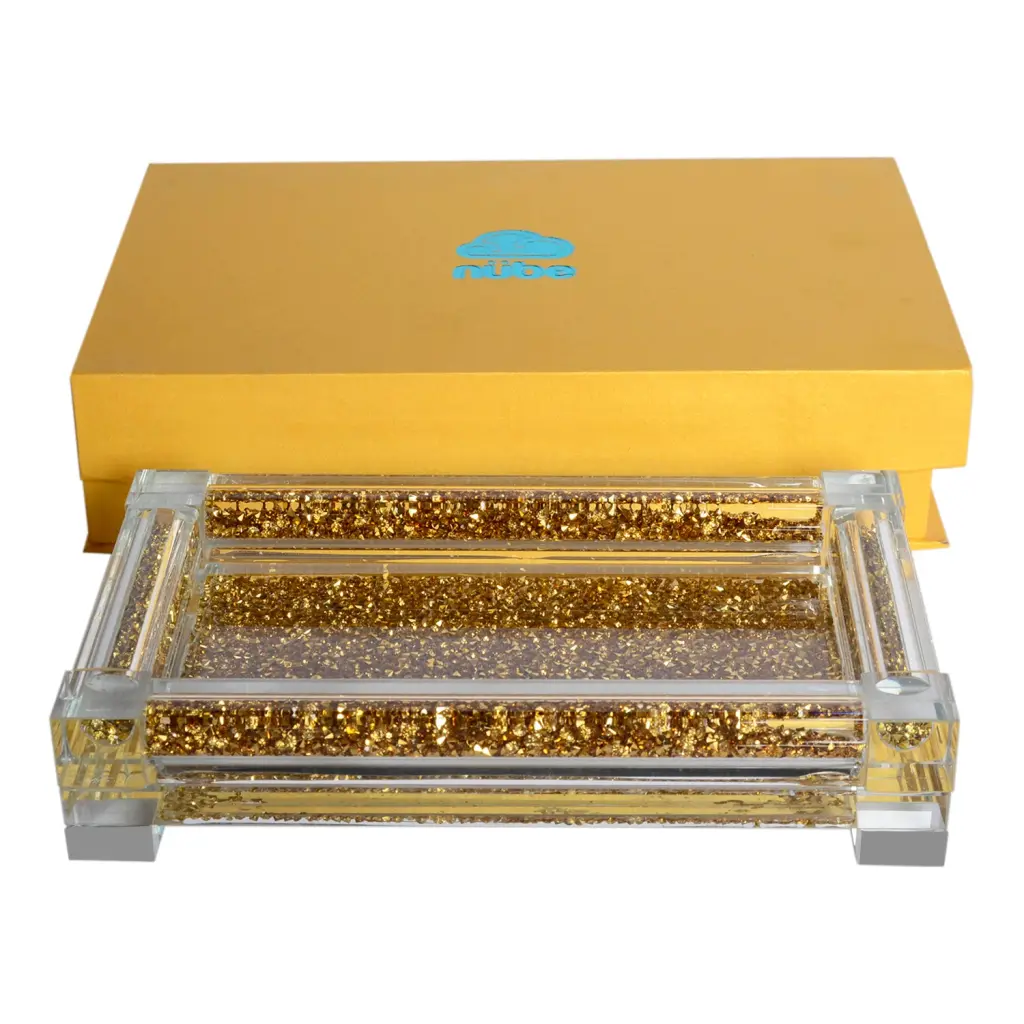 Ambrose Exquisite Small Crystal Tray Gift Box Precious Metal Crystal furnings
