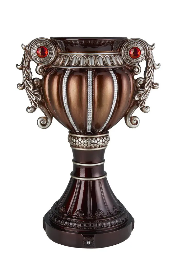 17.5 Inch Delicata Urn Influenced Decorative Vase Bronze Silver Accents california home