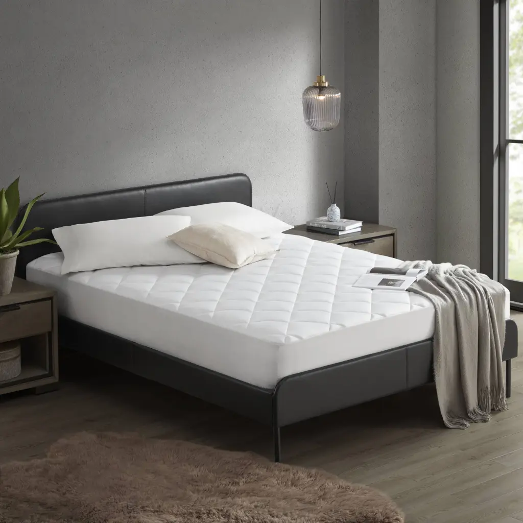 Overfilled Deep Pocket Mattress Pad White King Size Nylon Bedding jla
