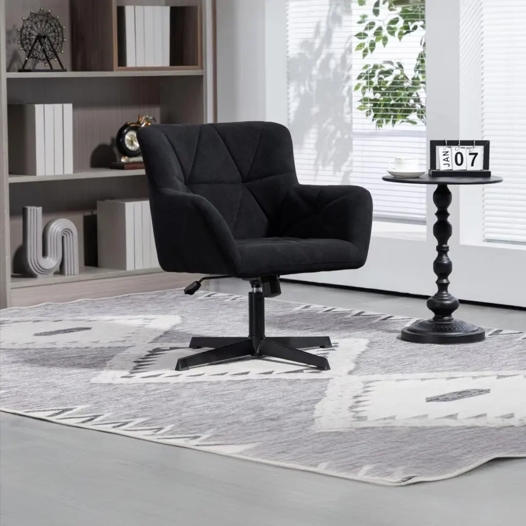 Modern Velvet Desk Chair Swirl Stationery Chair No Wheels Comfy Computer Chair jy -furnture