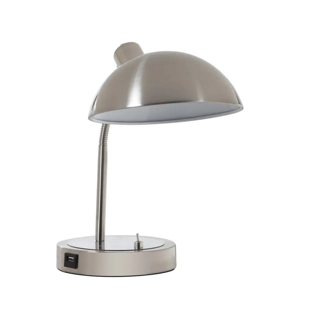 13.75 Inch Flexible Neck Metallic Desk Lamp Shiny Nickel california home