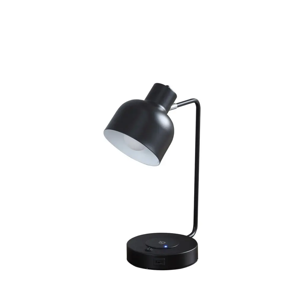 15.25'' Vadim Black Customizable Student Desk Task Lamp Charging california home
