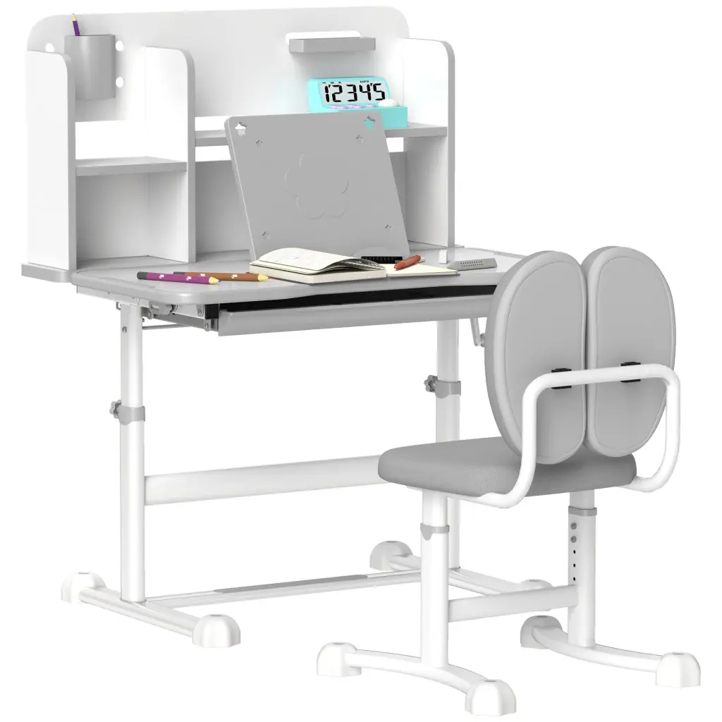 Qaba Kids Desk And Chair Set Height Adjustable School Study Desk Children aosom business