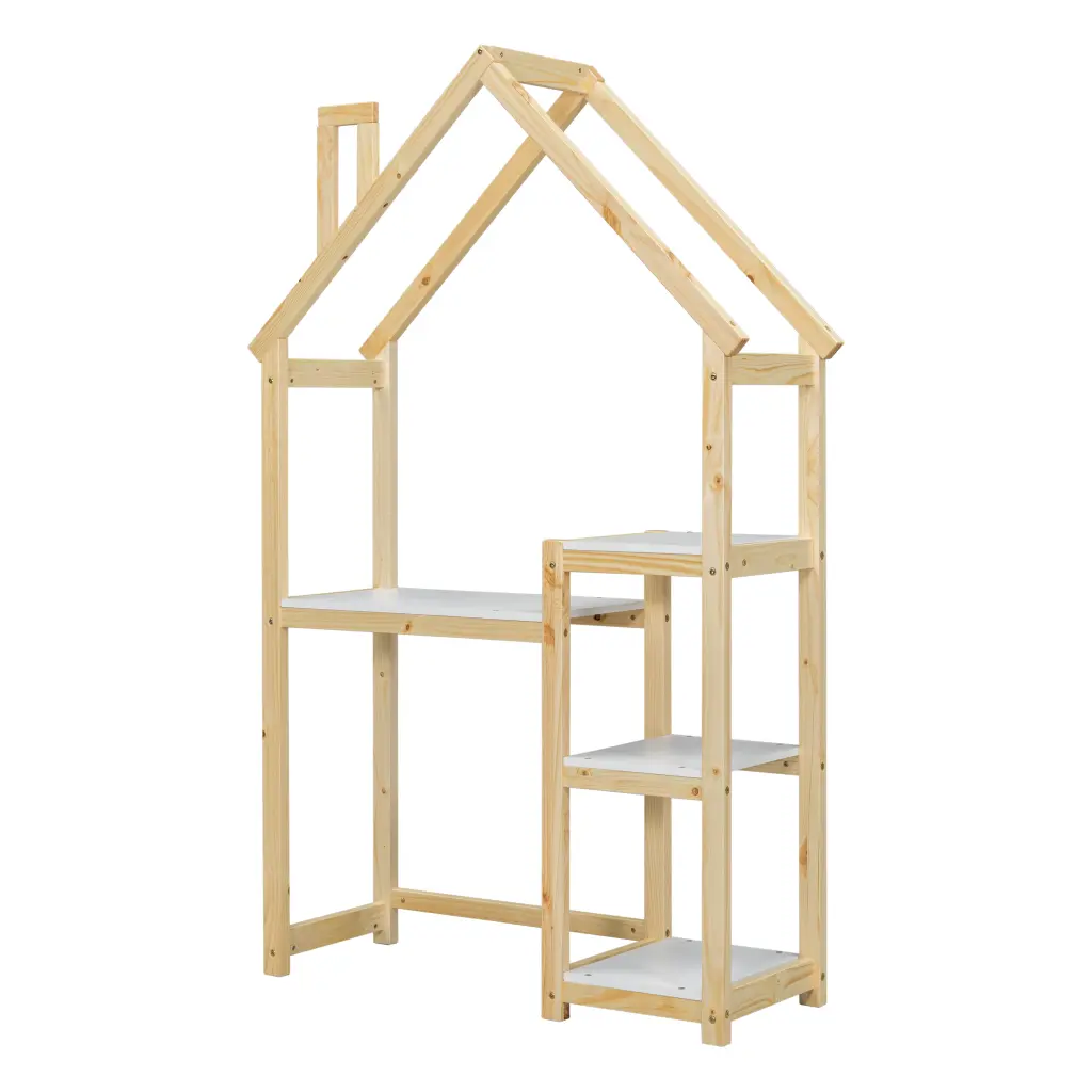 House Shaped Timber Writing Desk Kids Study Table Publication Shelf And Toy Storage Unit inspirit
