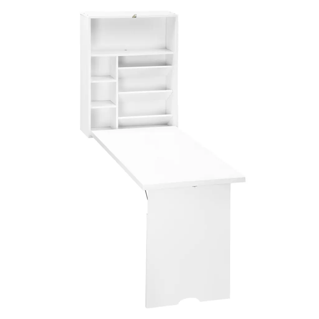 Wall Mounted Fold Out Convertible Desk Multi Function Floating Desk Small Spaces aosom business