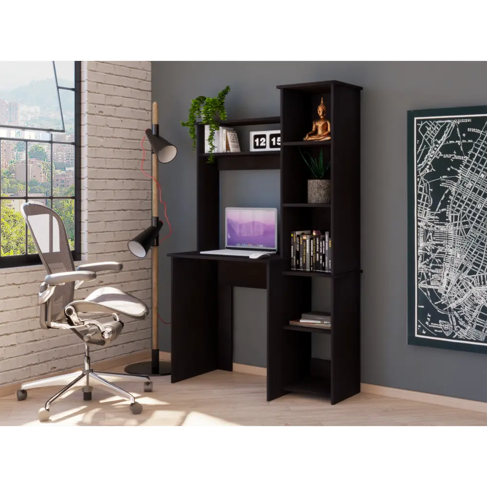 Aramis Desk Five Shelves Two High Quality Shelves Black Particle Board rta mubles colombia