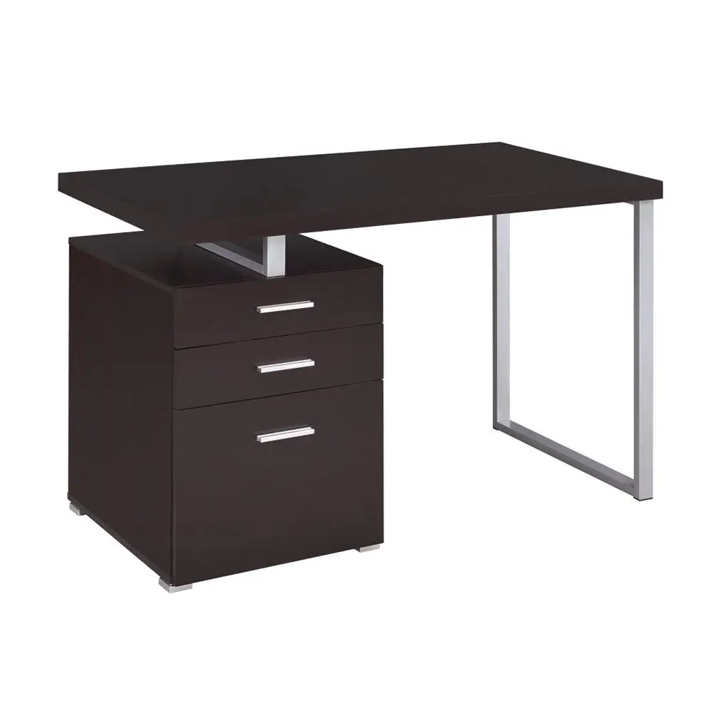 3 Drawer Stationery Desk Cappuccino Finish Rectangular Office Desk simple relax