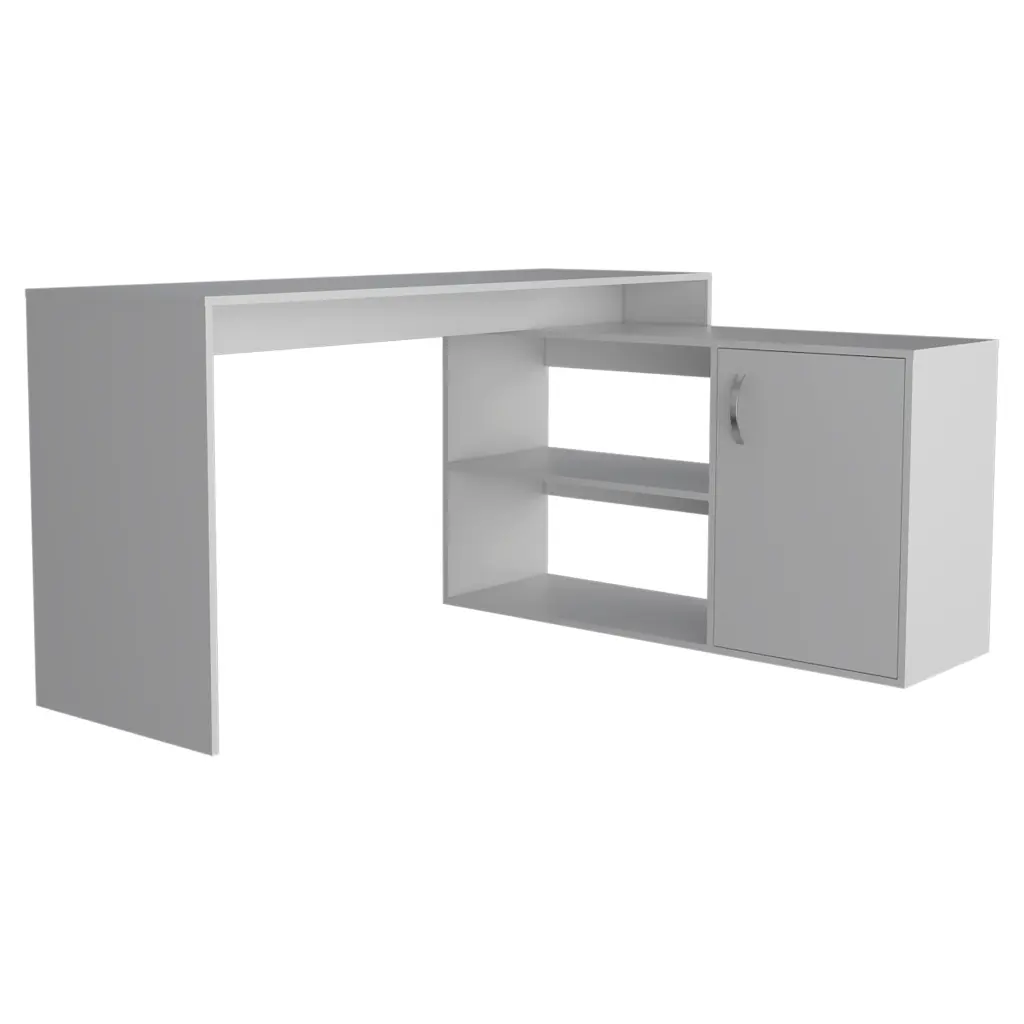 L Shaped Desk White Finish Stationery and Office Use treevol furniture
