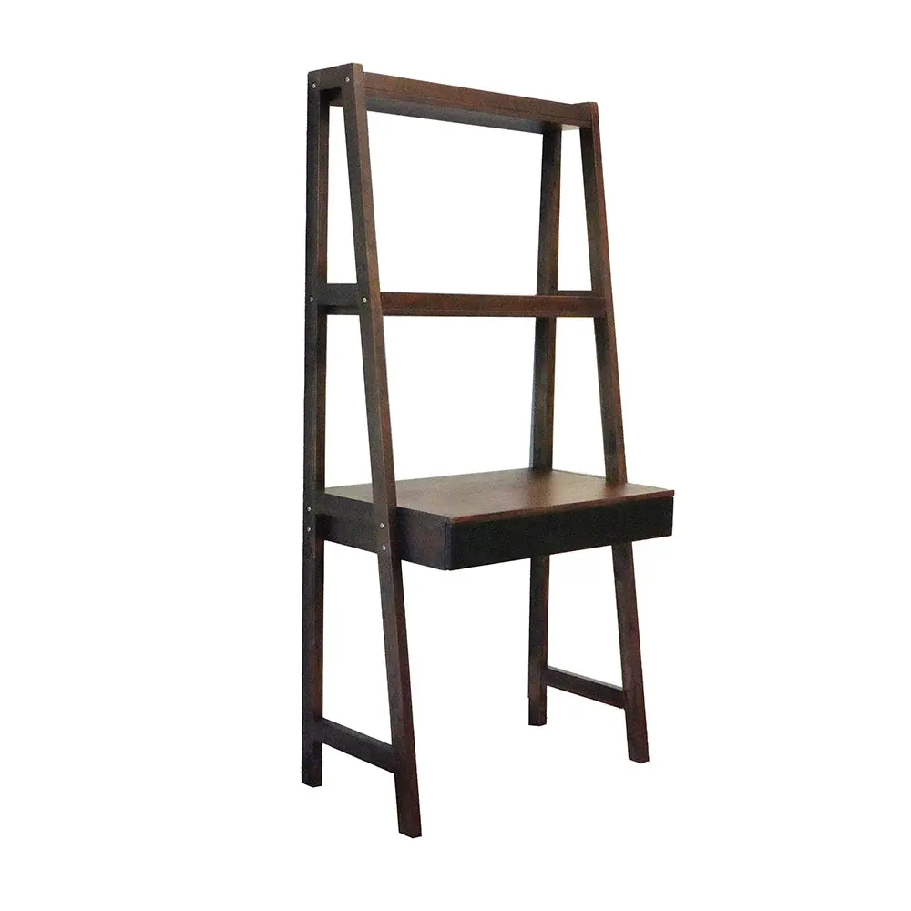32X20X68 Ladder Desk Ladder Style Display Shelf Natural Timber Brown w2078