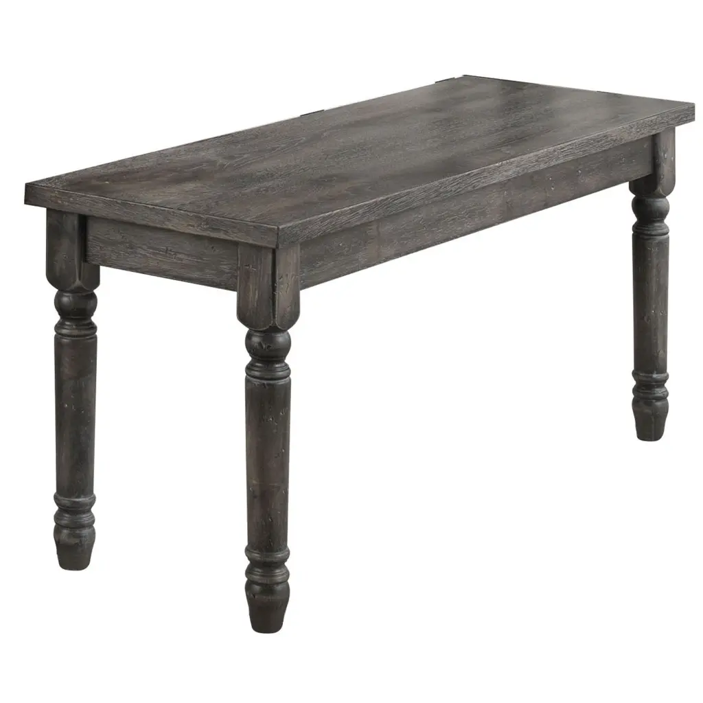 Weathered Grey Dining Bench Turned Legs Dining Room Farmhouse Style furniture max