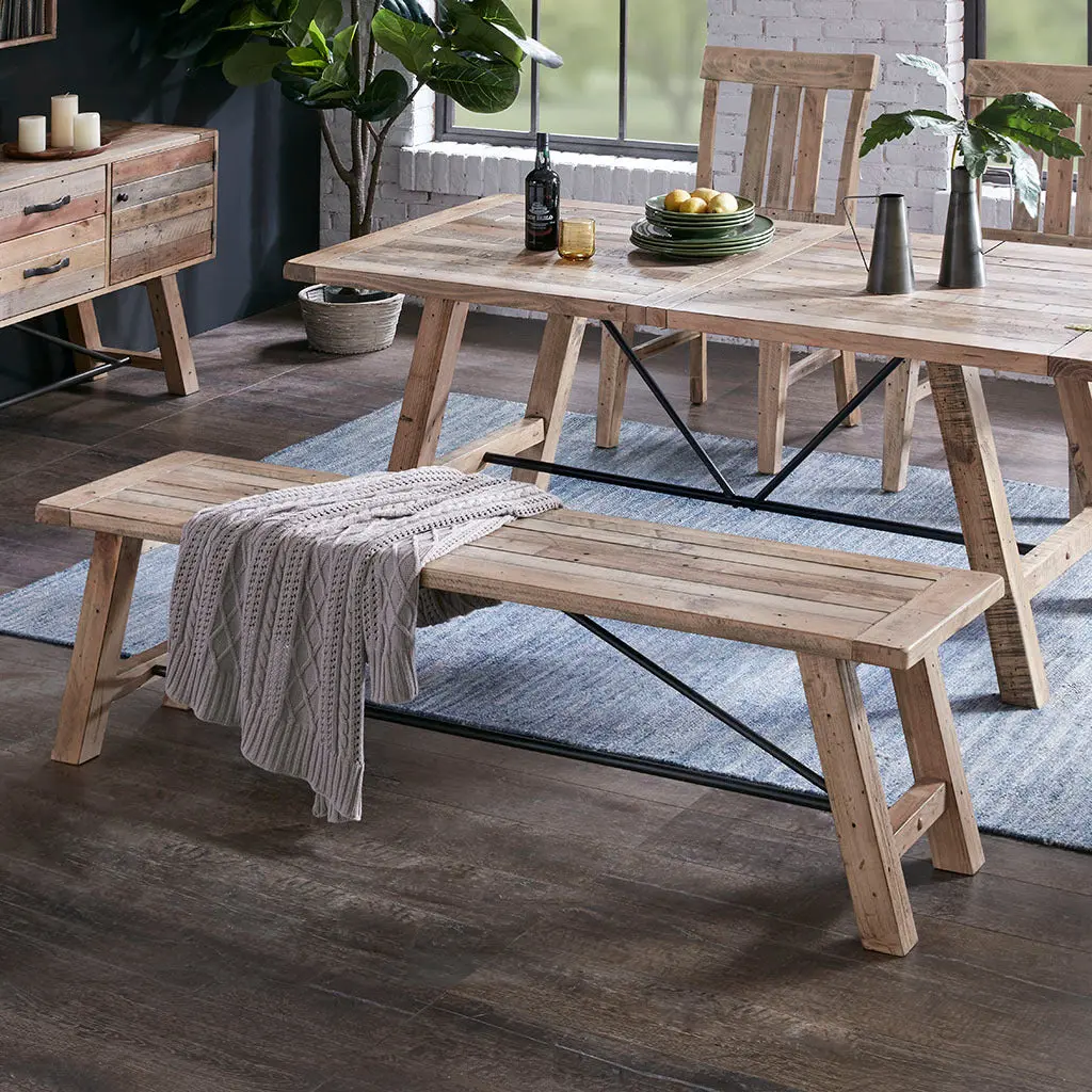 Natural Wood Dining Bench, Sturdy and Stylish Seating Kitchen and Dining Room jla