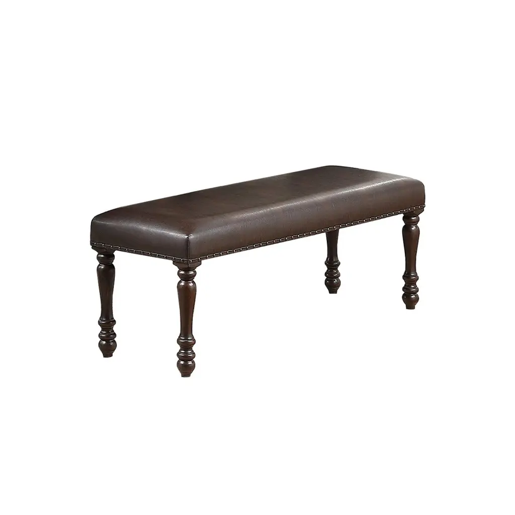 Classic Design Cherry Finish Faux Hide 1X Bench Dining Room kanepe