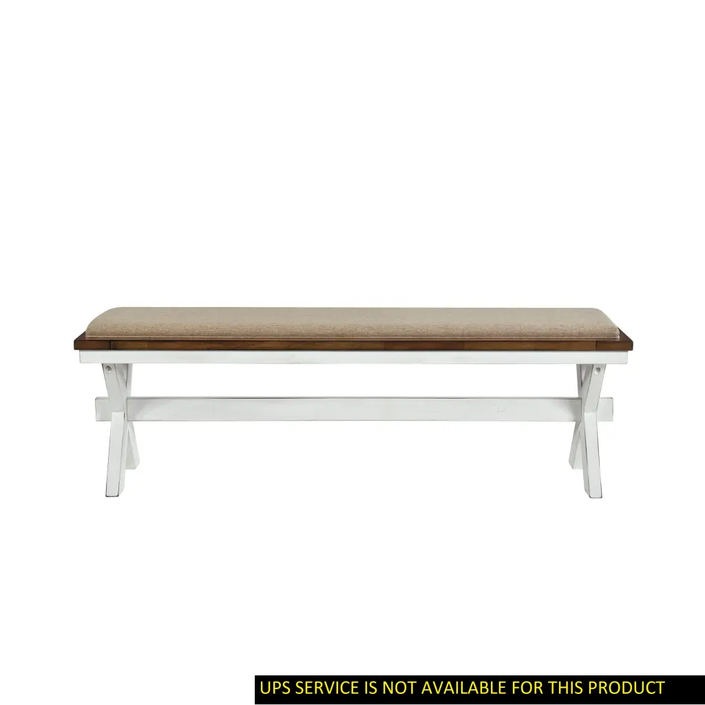 Modern White and Oak Finish Upholstered Bench, 1 Piece Dining Seat kanepe