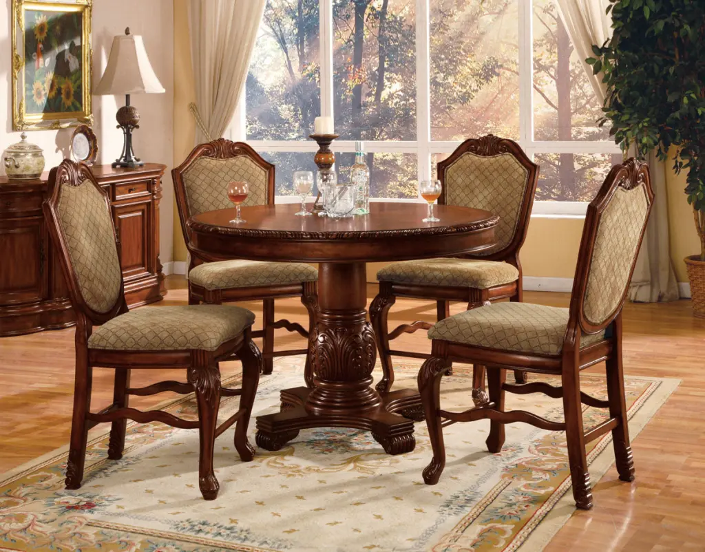 Chateau De Ville Counter Height Chair Set 2 Cherry Material acme onsite store