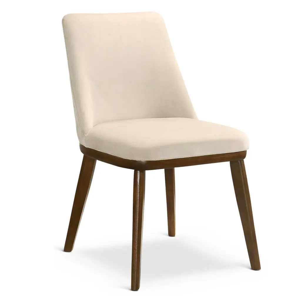 Beige Velvet Dining Chair Set 2 Solid Beige Brown and White ashcroft furniture