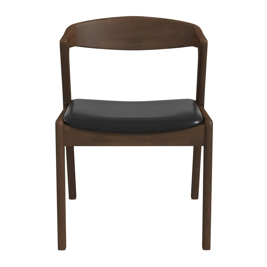 Dakota Solid Wood Black Leather Dining Chair Set 2 ashcroft furniture