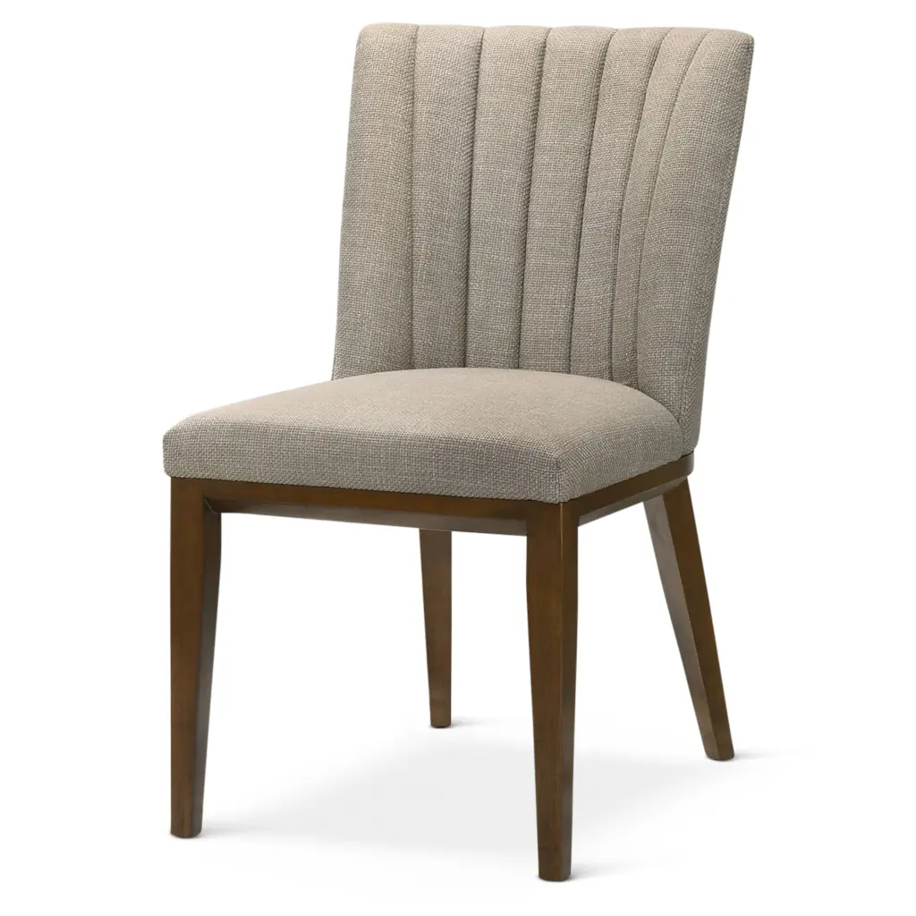 Elmwood Cream Fabric Dining Chair Set 2 Brown Solid Wood Legs ashcroft furniture
