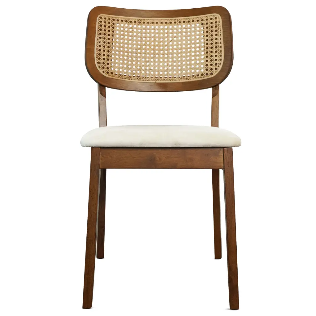 Kaden Cream Velvet Dining Chair Set 2 Solid Brown And Cream ashcroft furniture