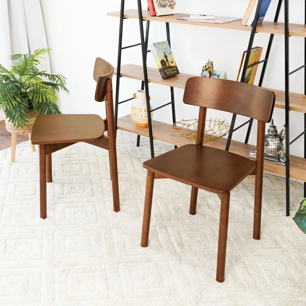 Pierre Walnut Dining Chair Set 2 Solid Brown Wood Dining Room Chairs ashcroft furniture