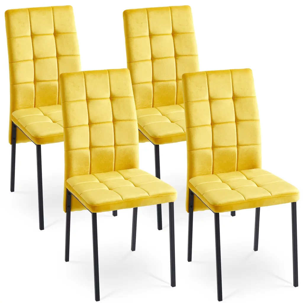 Yellow Velvet High Back Nordic Dining Chair Modern Material Chair Arms bn smart home w1164