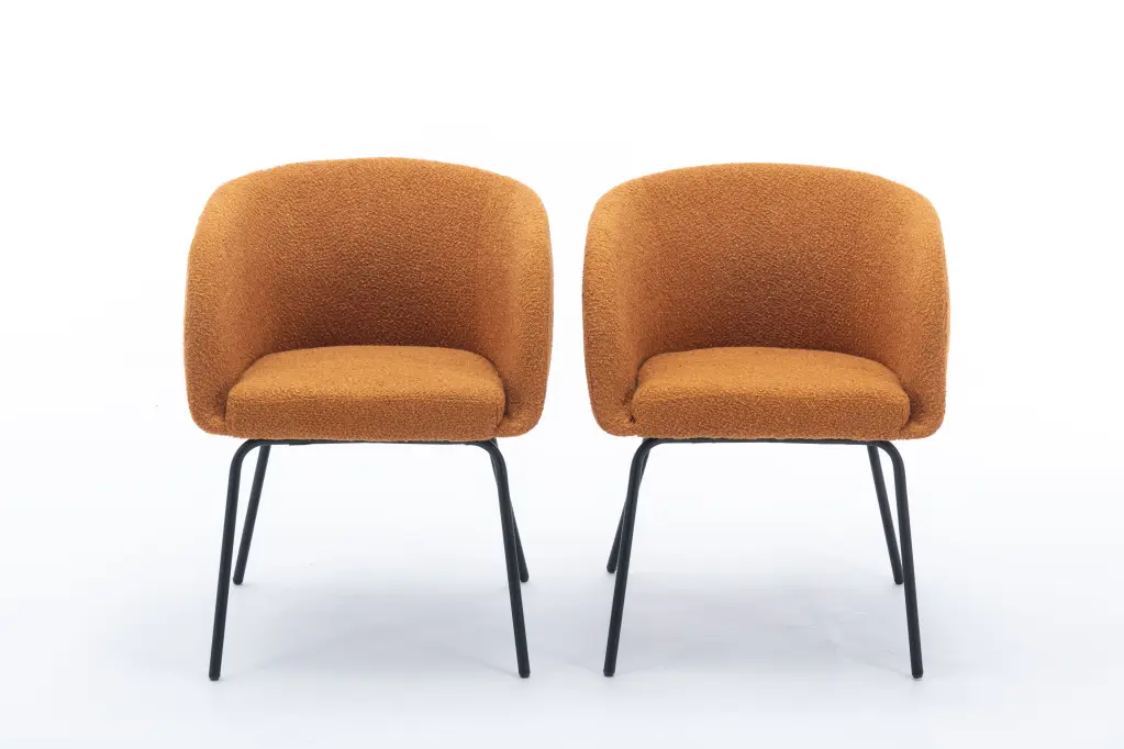 040 Boucle Material Dining Chair Black Metallic Legs Set 2 Ginger W Modern Kitchen Dining Room Furniture dg collection