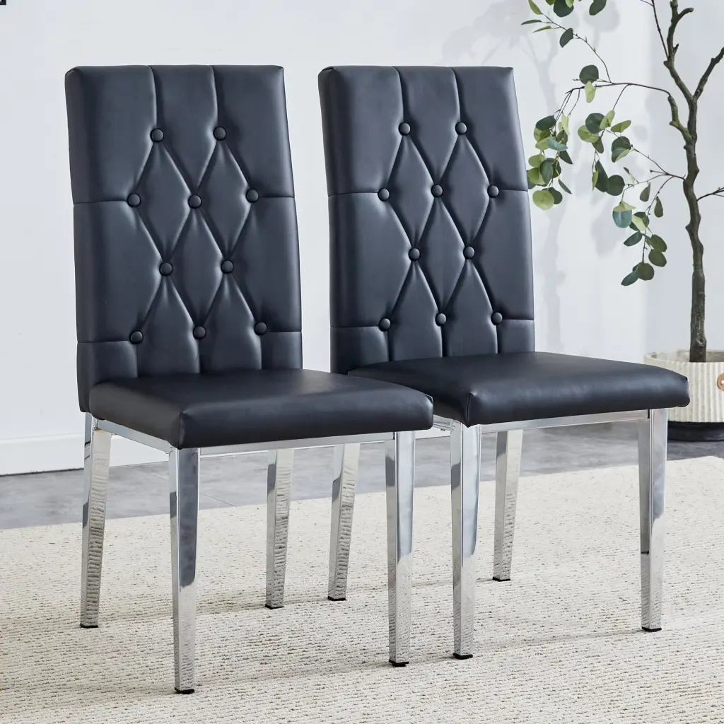 2 Piece Set Black Armless Dining Chairs Elegant Kitchen Side Chairs droom w-1151