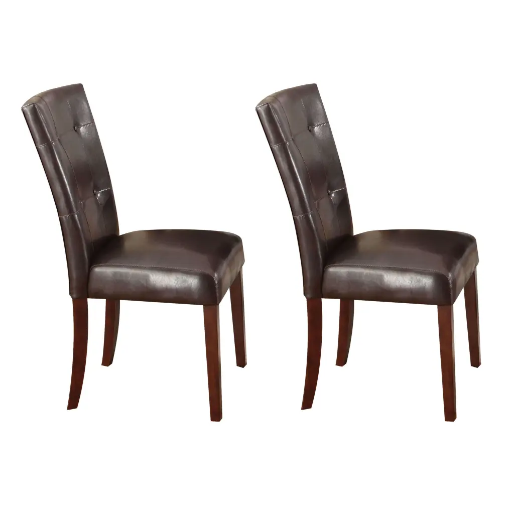 Espresso and Walnut Tufted Back Side Chairs Set 2 Dining Room furniture max