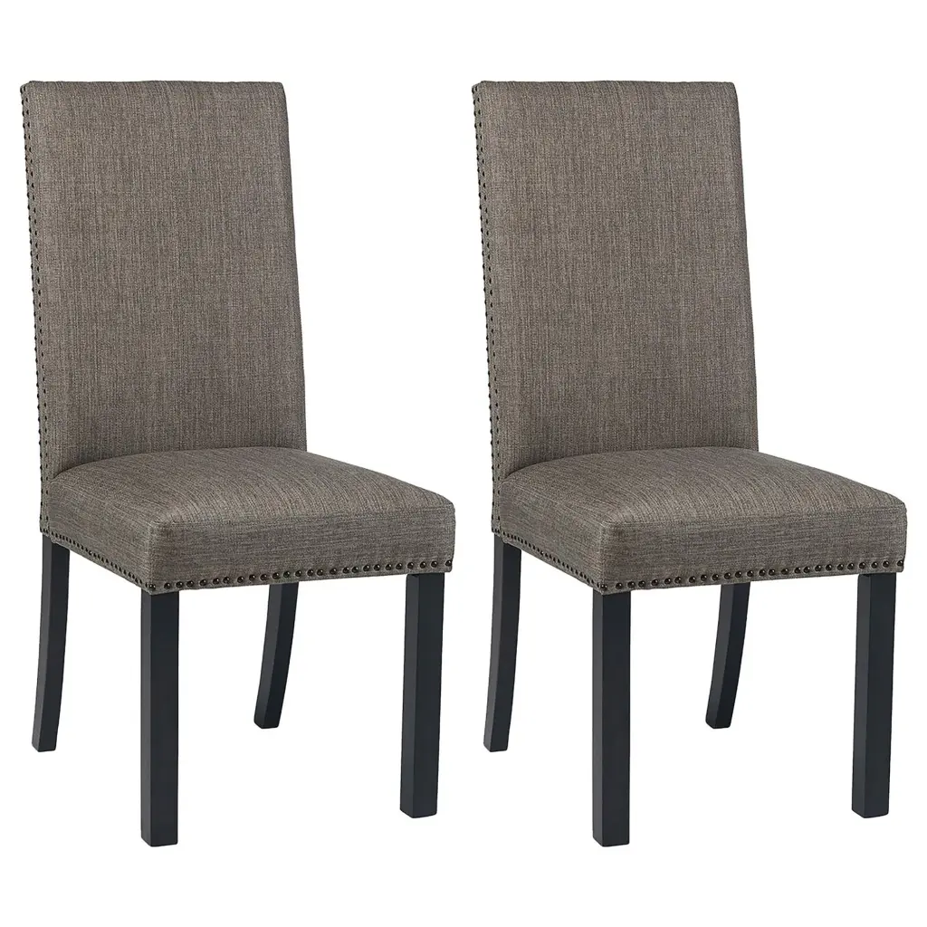 Grey and Black Upholstered Parson Chair Set 2 Solid Grey Dining Room Chairs furniture max
