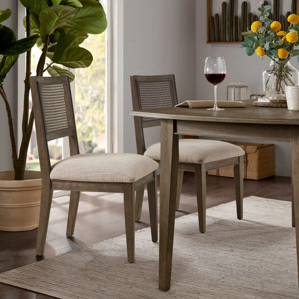 Armless Dining Chair Set 2 Brown Polyester Fabric jla